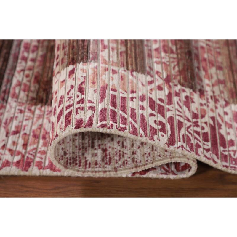 Striped Modern Abstract Oriental Accent Rug Handmade Wool Carpet - 2'7"x 4'10"