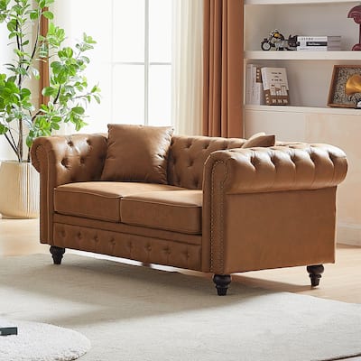 Chesterfield 3-Seater Sofa with Tech Fabric and Tufted Rolled Arms, 500 lb Capacity