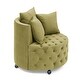 preview thumbnail 7 of 10, Velvet Upholstered Swivel Chair for Living Room, Tufted Barrel Chair Corner Chair with Movable Wheels & 3 Pillows, Avocado Green