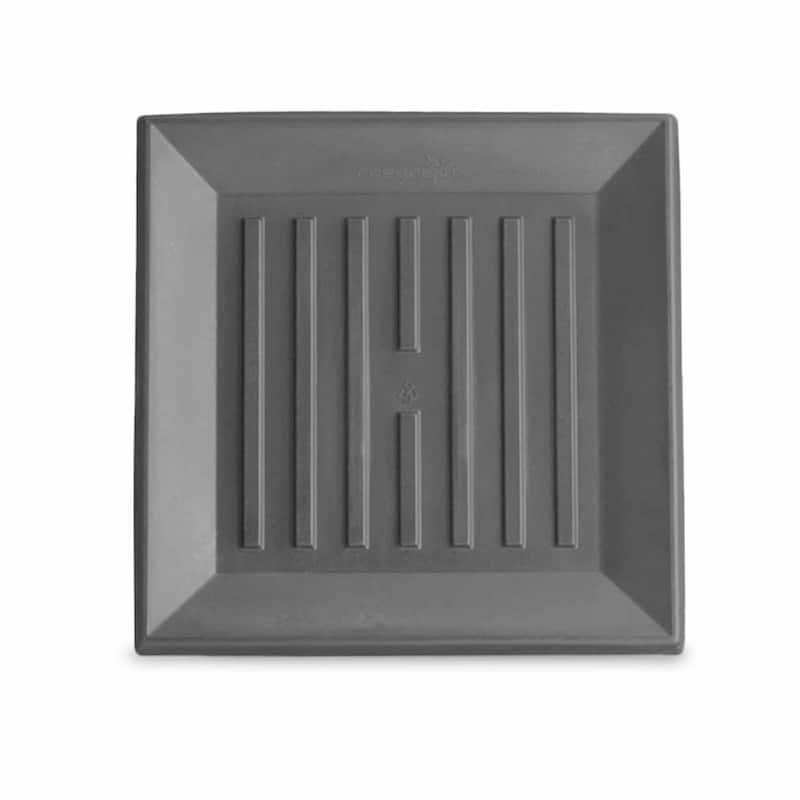 Universal Square Plant Saucer, Heavy Duty Drip Tray - 9" inner x 12.5" outer - Slate
