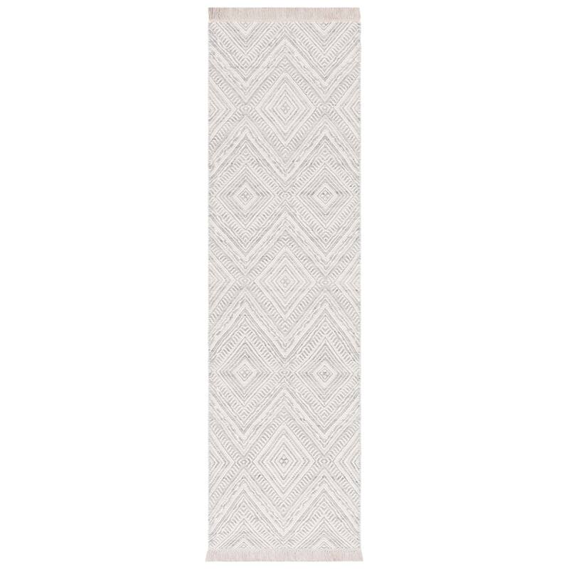 SAFAVIEH Kilim Nevjanka Transitional Wool Rug - 2'3" x 8' Runner - Light Grey/Ivory