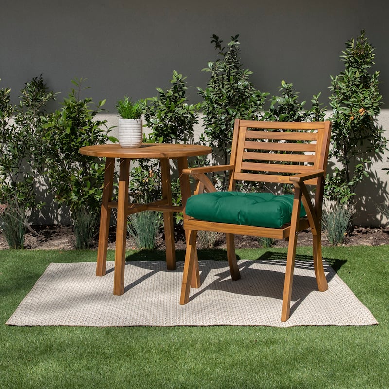 Sorra Home Sunbrella Tufted Chair Cushion Round U-Shaped Back 19 x 19 x 3" - 16 in x 16 in x 3 in - Canvas Forest Green