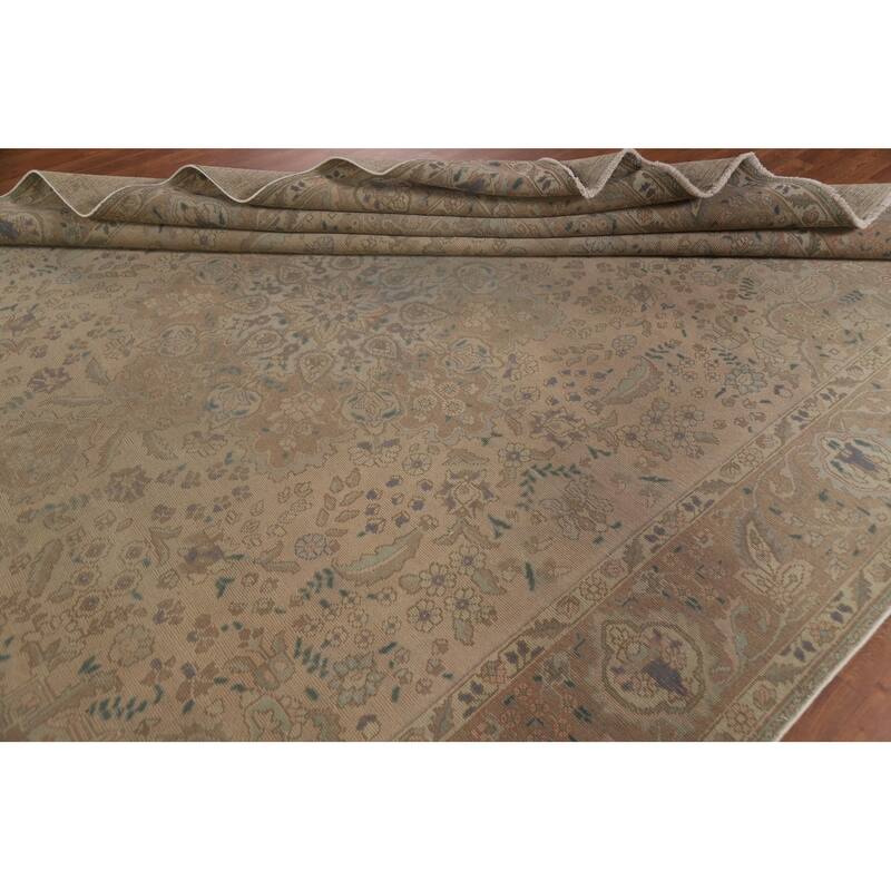 Distressed Tabriz Persian Vintage Rug Handmade Oriental Wool Carpet - 9'6" x 12'9"