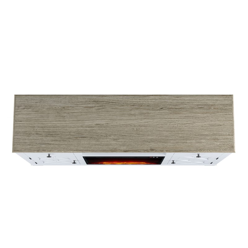 Farmhouse TV Stand with Fireplace for up to 65" TV - 60"W x 33"H x 15.5"D