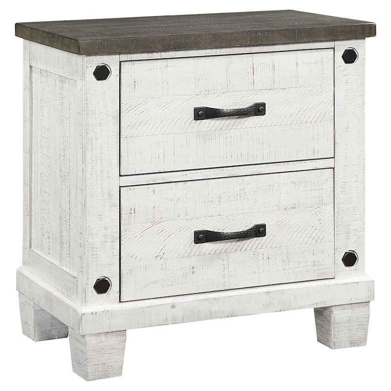 Jarrett Distressed White and Grey 2-Drawer Nightstand