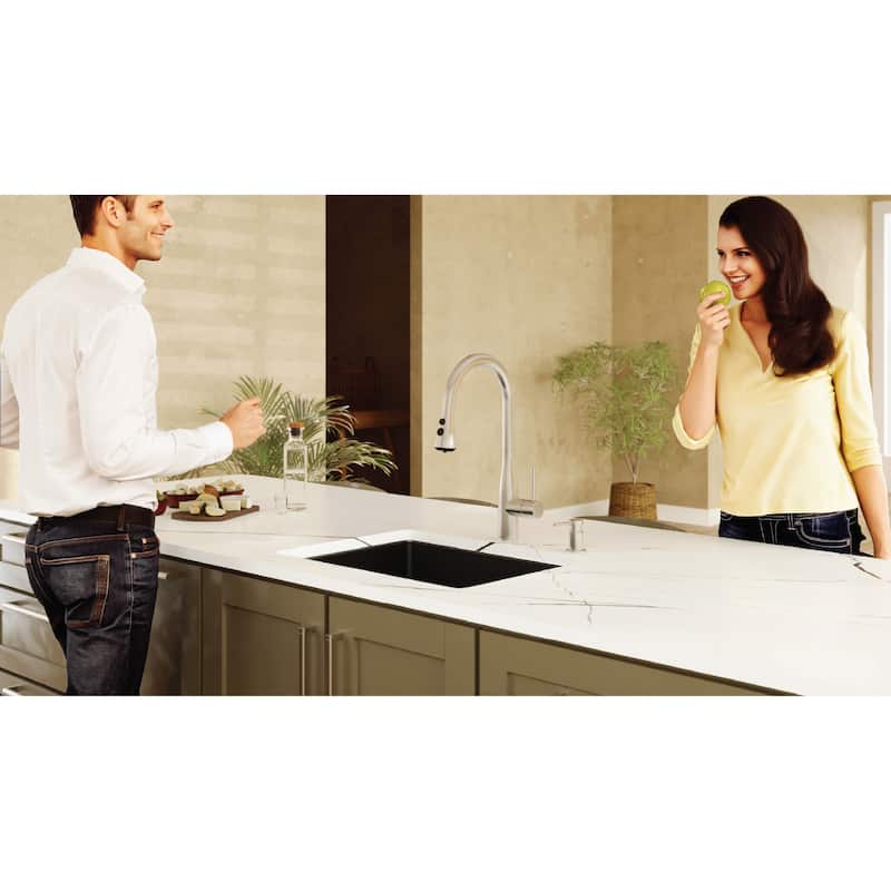 Karran Undermount 24.38 in Single Bowl Quartz Kitchen Sink Kit