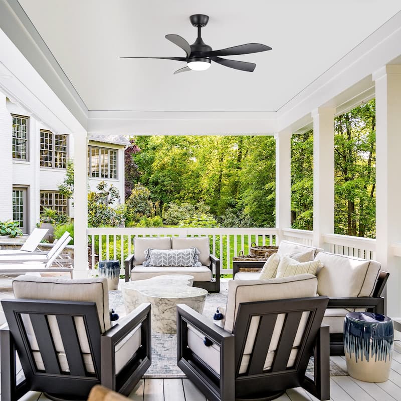 Sofucor 45 Inch Ceiling Fan with Light and Remote,Indoor/Outdoor with 3-Timer,Low Profile Quiet for Bedroom Living Room Patio