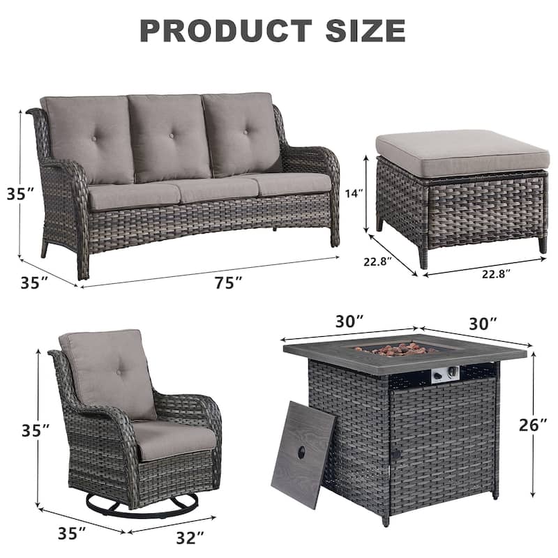 Pocassy Outdoor Sofa Swivel Rocking Chairs with 50,000 BTU