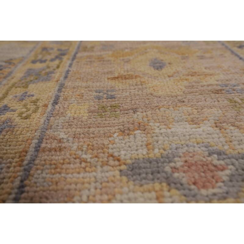 Oushak Turkish Vegetable Dye Area Rug Handmade Beige Wool Carpet - 6'2"x 8'10"