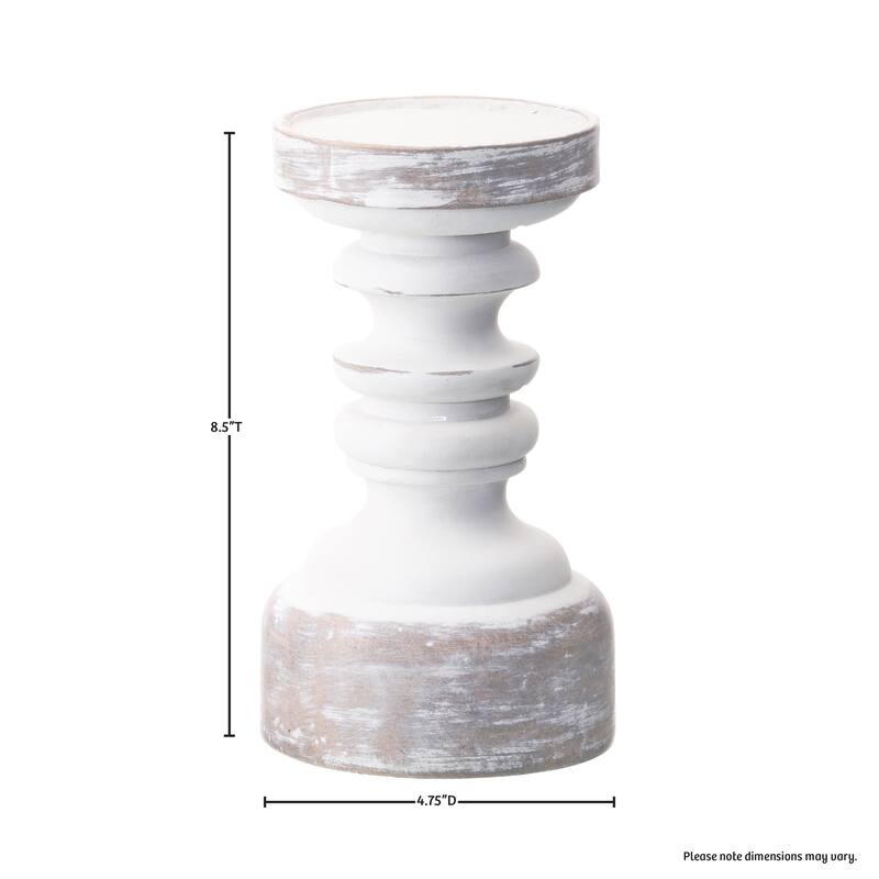 8.5" Resin 'Turnded Wood' Candle Holder