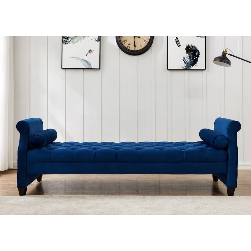Escoto Velvet 82.5'' Flared Arm Sofa Bed - Blue
