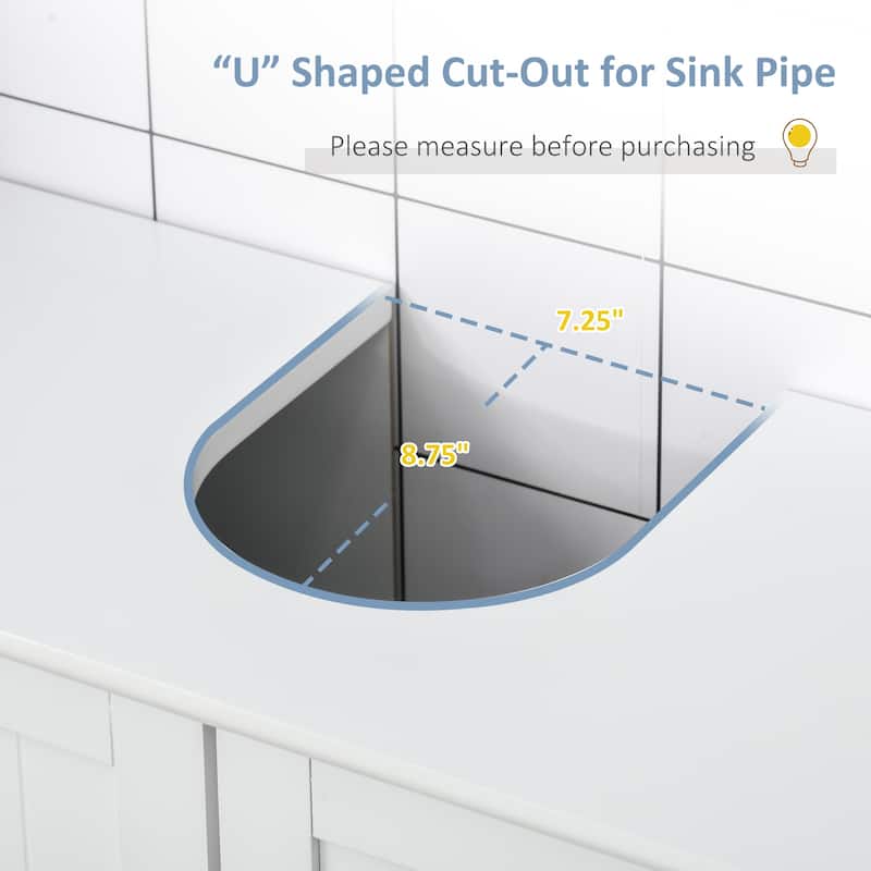 MDF Bathroom Storage Cabinet with Adjustable Shelf and U-Shaped Cut Fits Most Bathroom Styles - 23.5" W x 11.75" D x 23.5" H