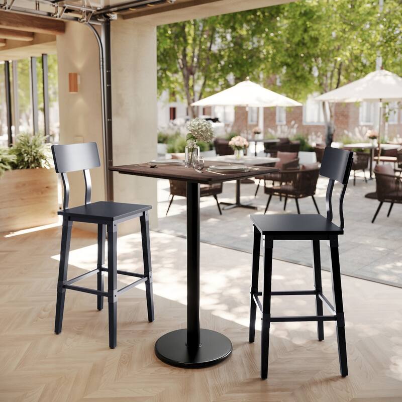 Commercial HPL Tabletop with Bar Height Round Base - 29.75"W x 23.75"D x 42"H