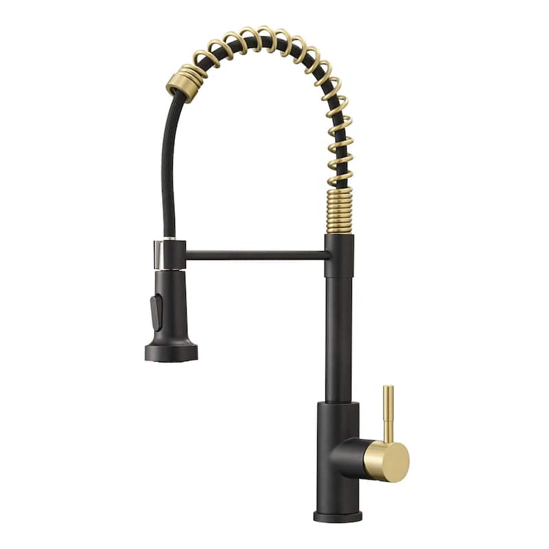 Matte Black and Brushed Nickel Single Handle Pull Out Sprayer Kitchen Faucet with Advanced Spray Kitchen Tap