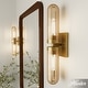 preview thumbnail 1 of 5, Hunter + Jasmine Roth Beverly Glen Luxe Gold Amber Glass 2-Light 24" Bathroom Vanity Wall Light - Transitional - Damp Rated