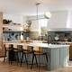 preview thumbnail 11 of 11, 39" W Modern Asymmetric Green Pendant for Kitchen Island with Milk Glass Globe Shade - 38.6 in. W x 13.4 in. H x 7.5 in. D