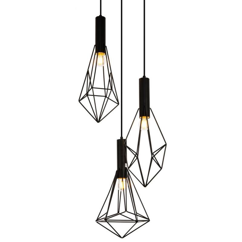 Elegant Lighting LDPD2108 Jago 3 Light 16" Wide Pendant with Aluminum - Black