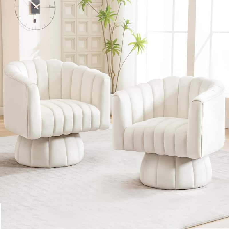 HOMYKA Swivel Accent Barrel Chair Cute Comfy Arm Chair Set 2