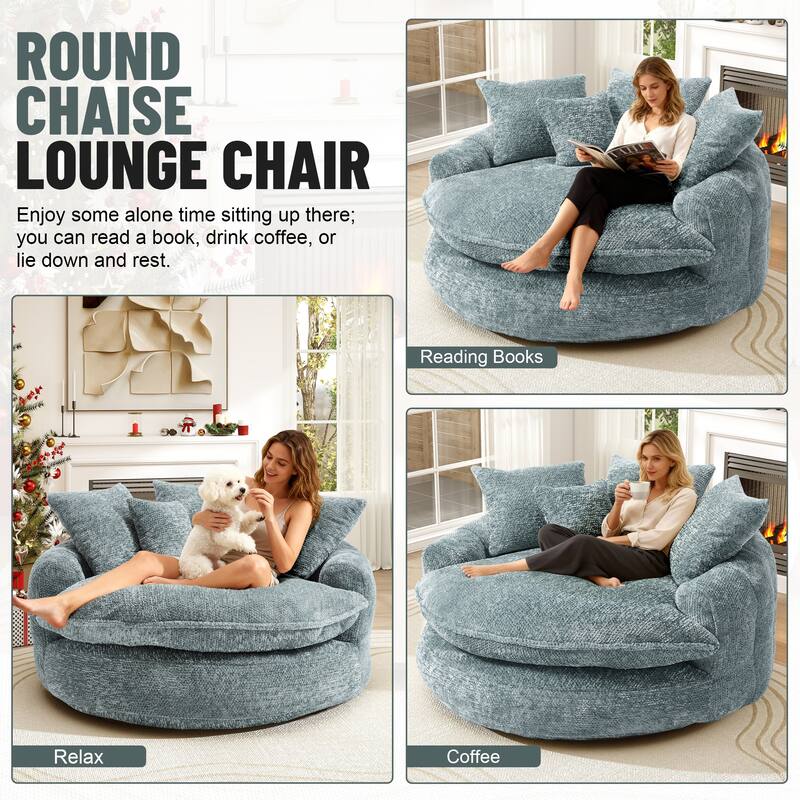 Rossetta Oversized Round Polyester Foam Chair with Pillows