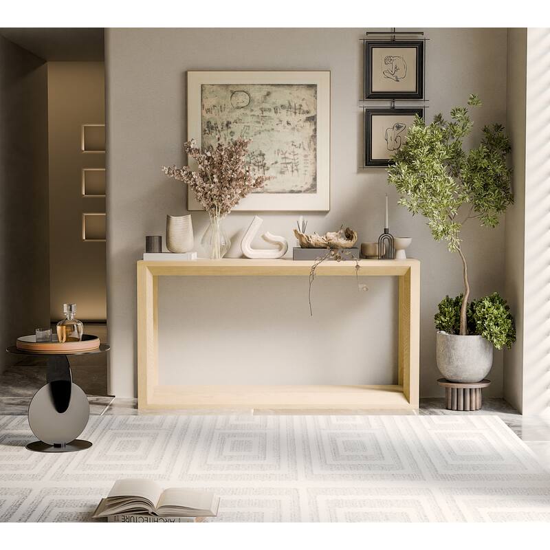 60" Rectangular Solid Wood Veneer Console Table - Imitative Oak