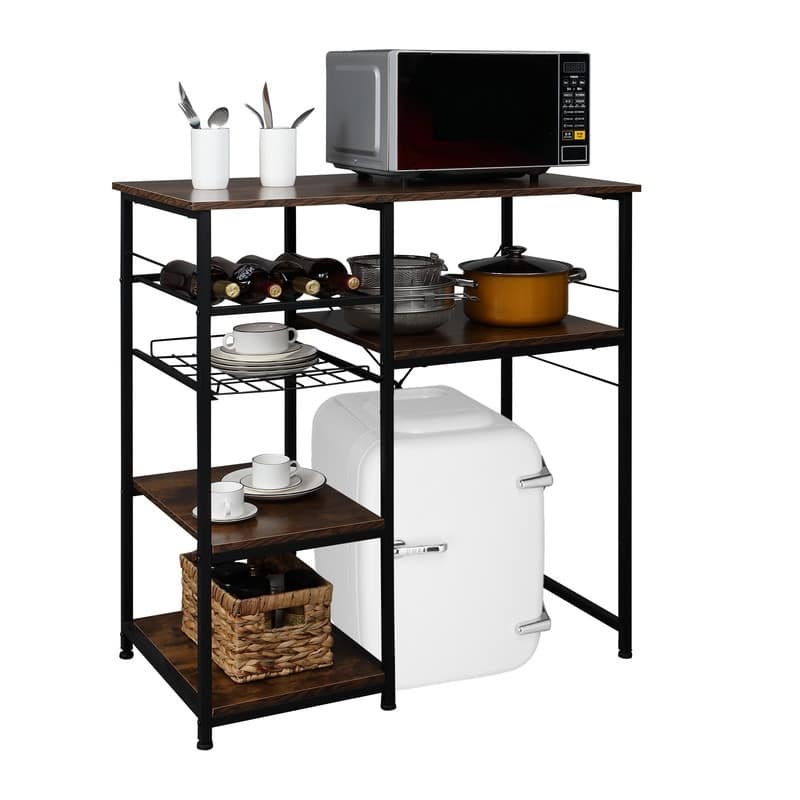 Brown 4-Tier Metal Industrial Utility Microwave Oven Stand - Brown