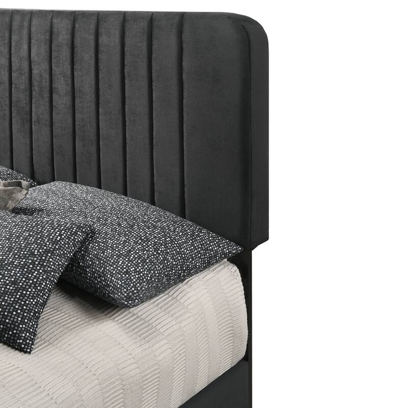 Upholstered Tufted King Panel Bed - 86" - Black