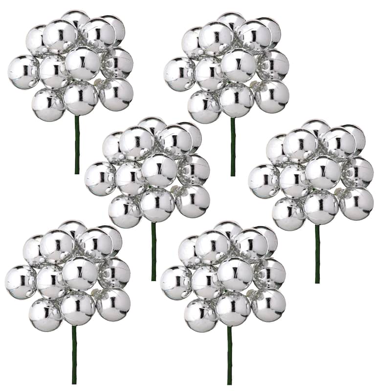 20mm Shatterproof Plastic 12 Bunch Shiney Stemball Set of 6