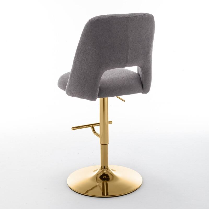 Best Quality Furniture Adjustable Textured Fabric Barstools with Chrome Finish Base (Set of 2)
