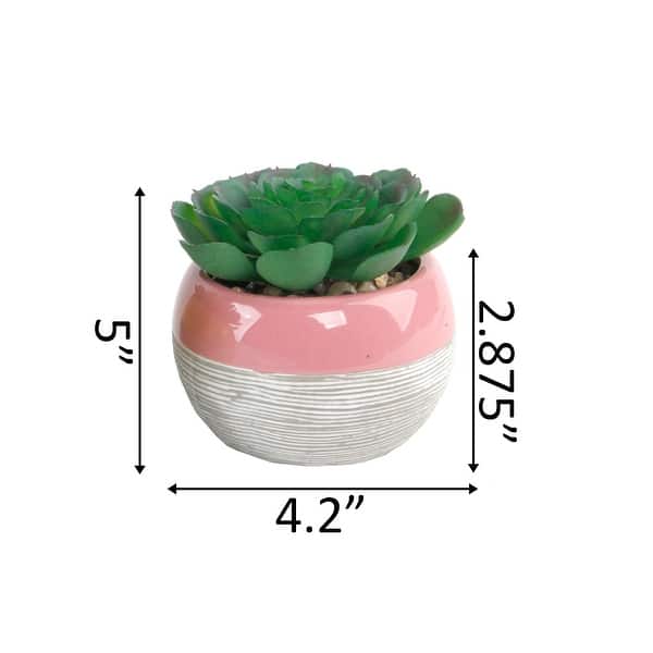 dimension image slide 0 of 3, Succulent in Two tone lines pattern ceramic pot ,Teal - ONE-SIZE