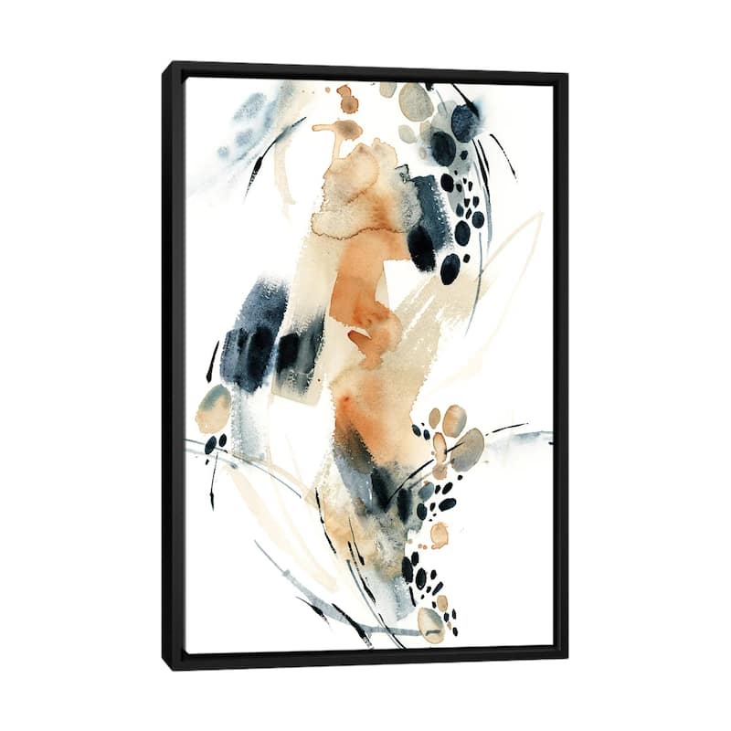 iCanvas "Abstract In Blue And Terracotta IV" by Sophie Rodionov Framed Canvas Print - Black - 48x32