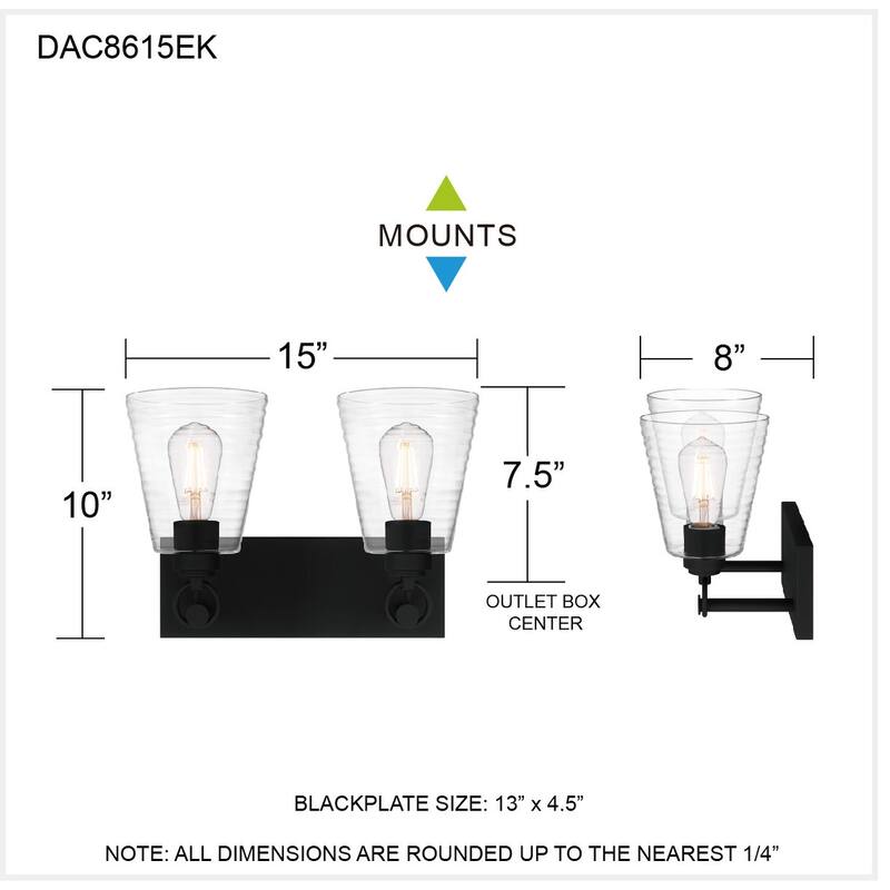 Dacosta 2-Light Earth Black Bath Light