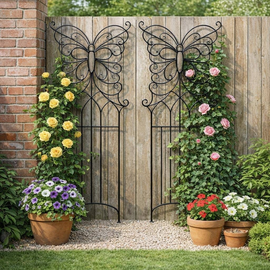 67" Butterfly Garden Trellis for Climbing Plants
