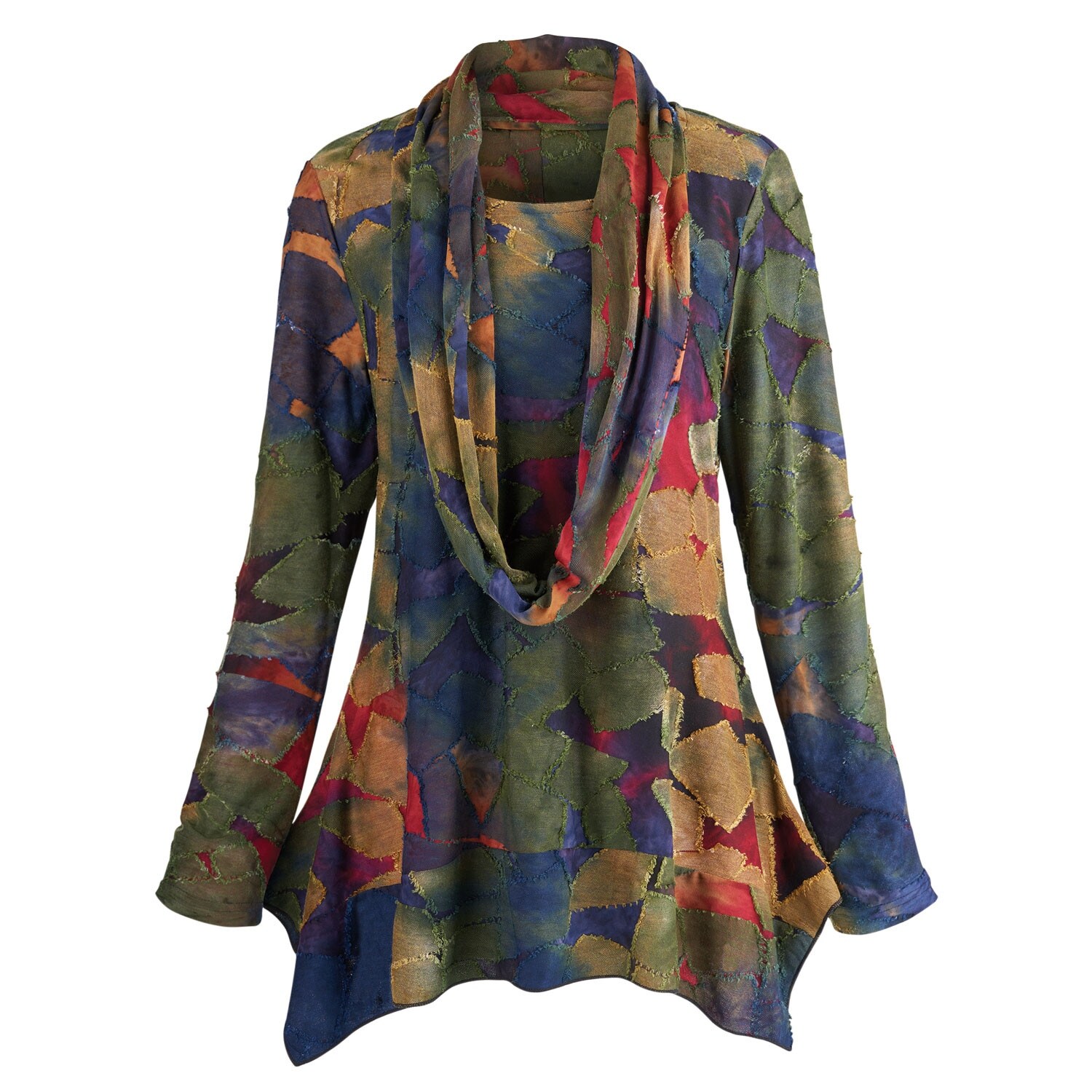 Shop Radzoli Women S Jewel Tones Tie Dyed Tunic With Infinity