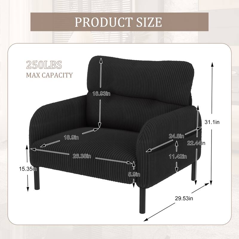 Comfortable Monochrome Single Person Wide Seat Chair, Suitable For Living Rooms And Bedrooms