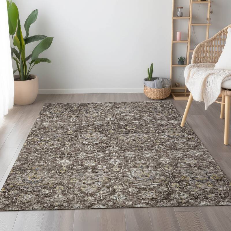 Premium Washable Super Soft Traditional Kashan Mayfield Rug - Driftwood - 8' x 10' - Rectangle