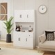 preview thumbnail 2 of 17, Tall Storage Cabinet White Pantry Cabinet Sideboard wMicrowave Stand