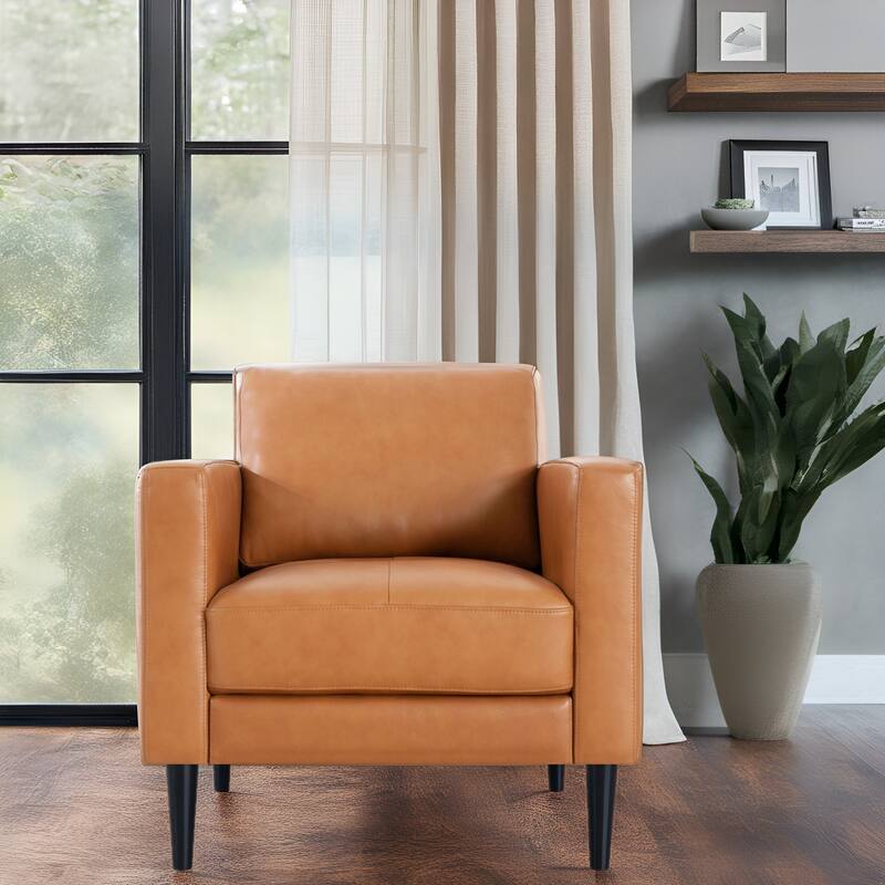 Genuine Leather Sofa Set – Mid-Century Modern Chair, Loveseat & Sofa with Luxurious Comfort