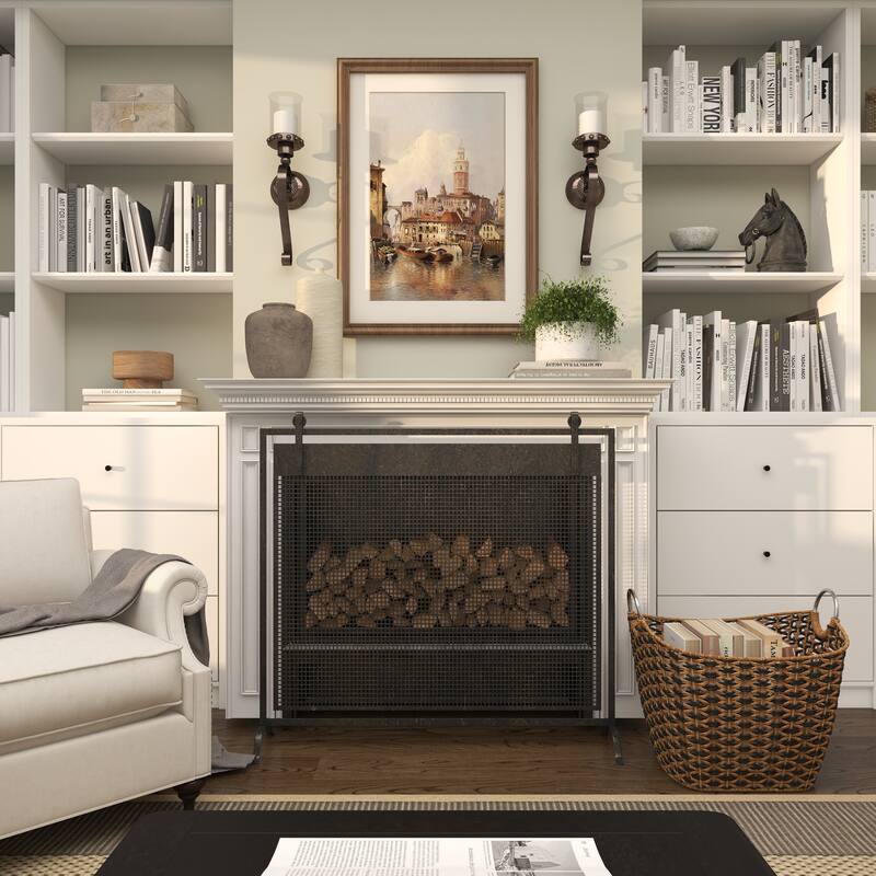 Brown Metal Studded Pillar Scroll Wall Sconce - 6 x 5 x 20