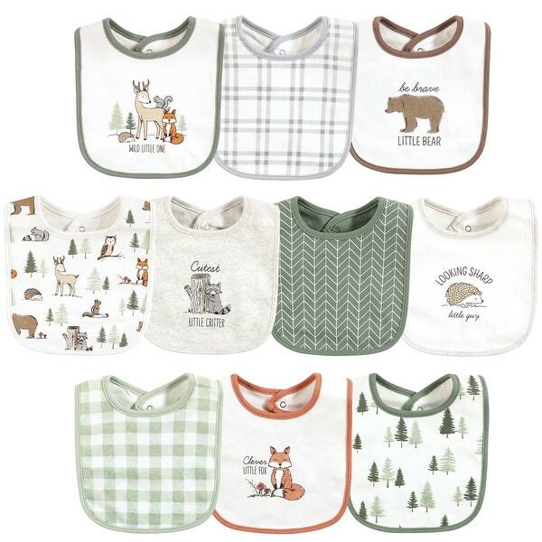 slide 1 of 1, Hudson Baby Unisex Baby Cotton Bibs, Forest Animals, One Size - Forest Animals - One Size One Size - Forest Animals