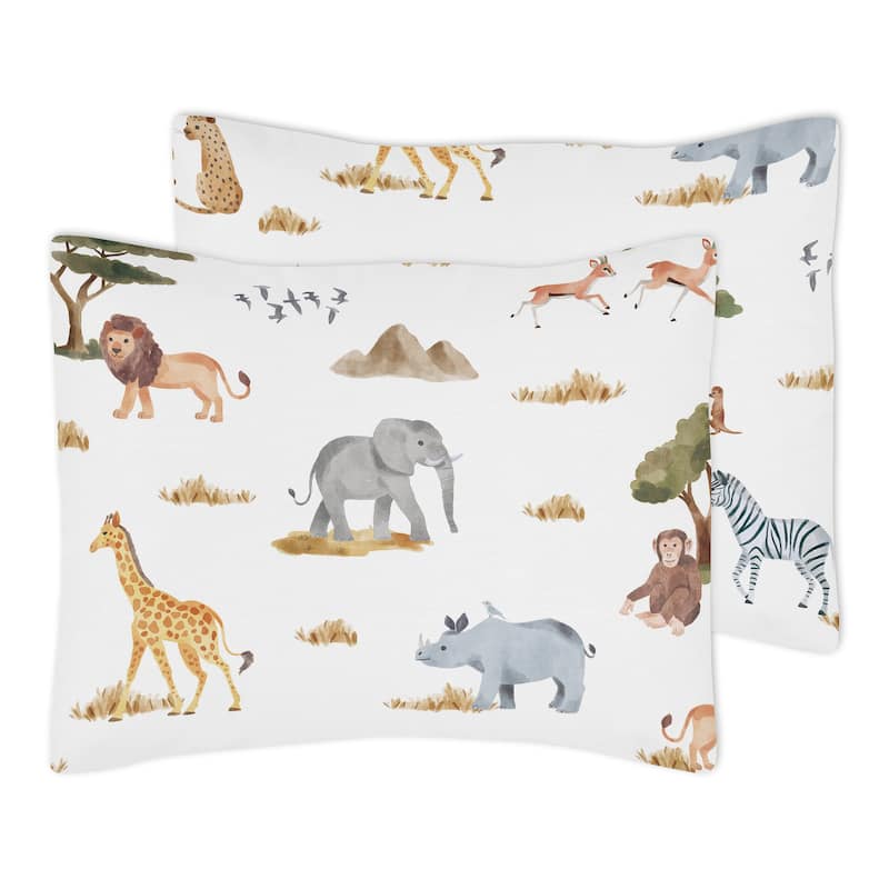Jungle Animals 3pc Full/Queen Comforter Set Hunter Green Grey Black and White Safari Animal Elephant Giraffe Lion Monkey Leopard