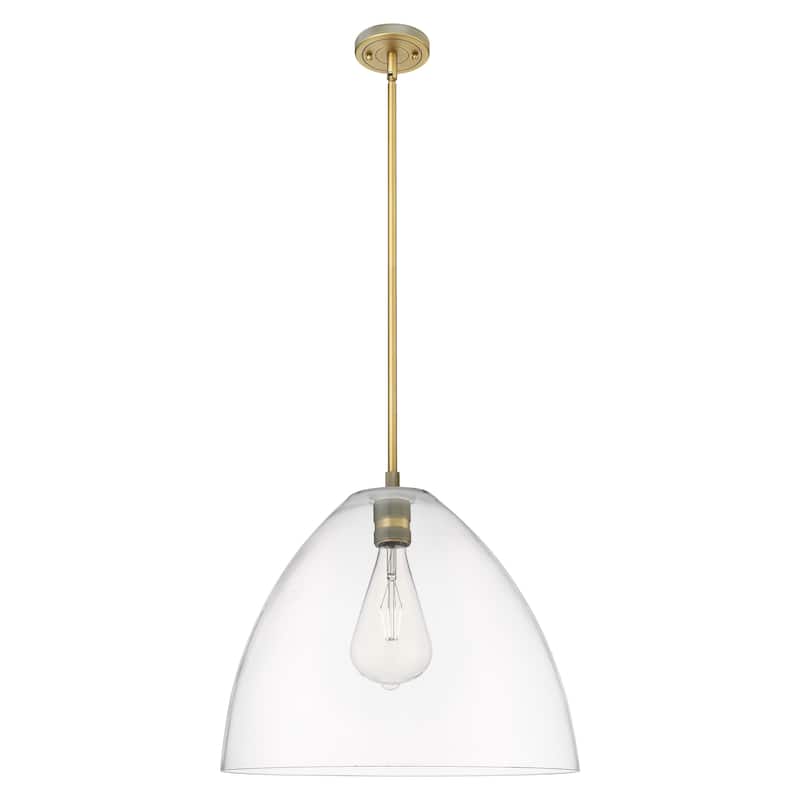 Innovations Lighting Downtown Urban - Crown Point - 1 Light 16" Bristol Stem Hung Pendant - Brushed Brass/Clear Shade