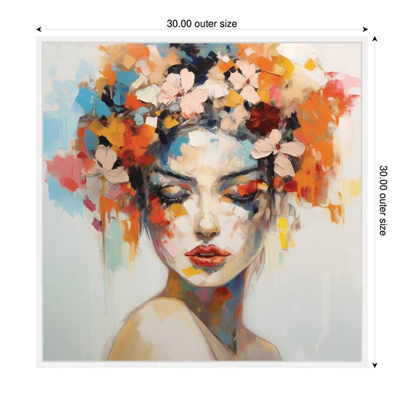 Kate and Laurel Sylvie Female Figure Colorful Flowers In Hair Framed Canvas by The Creative Bunch Studio