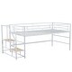 preview thumbnail 9 of 15, White Twin Size Metal Mid Loft Bed with Storage Stairs and Fence