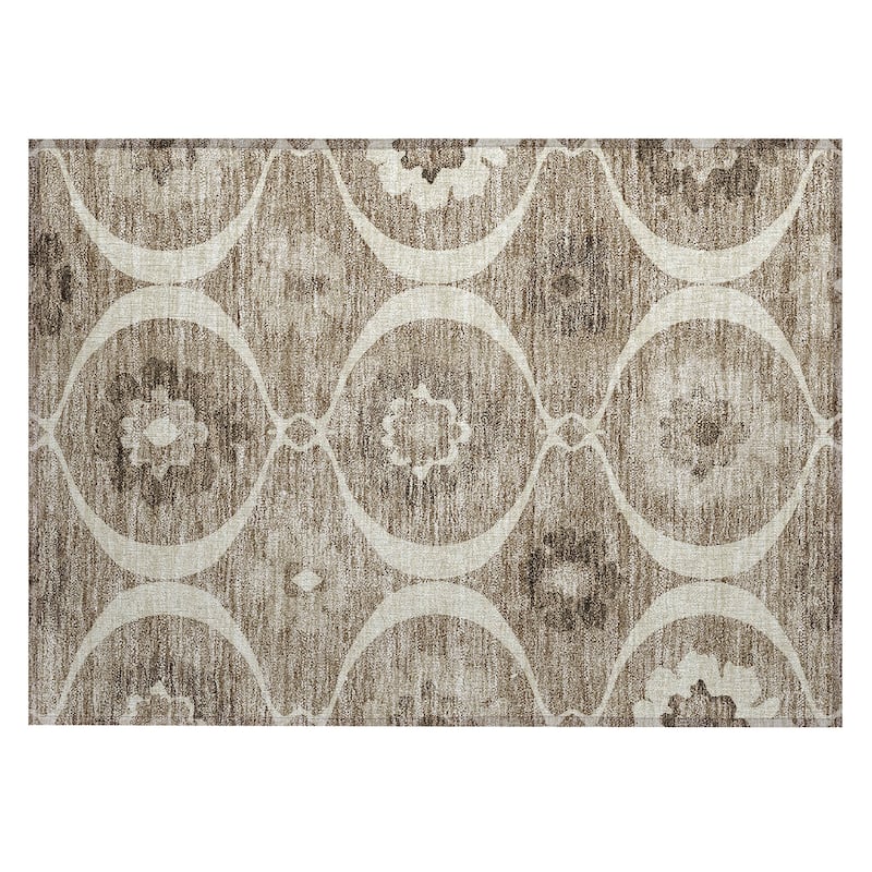 Machine Washable Indoor/ Outdoor Chantille Floral Geo Rug