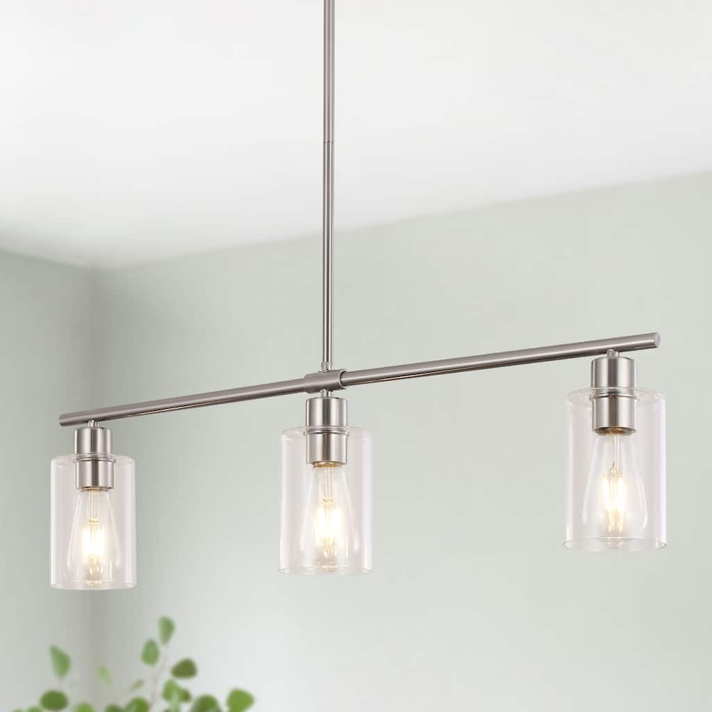 Modern Linear Ceiling Hanging Light 3-Lights Industrial Pendant Light with Adjustable Height for Living Room, Foyer - N/A