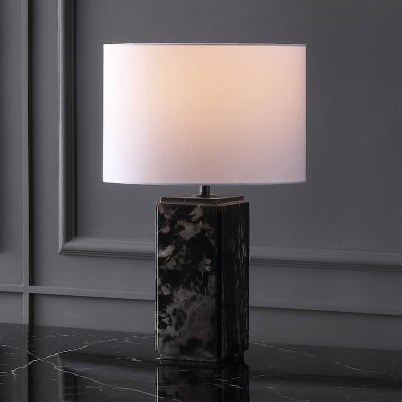 SAFAVIEH Couture Zahra Marble Tall Table Lamp - 15"W x 15"D x 23"H - Black/White
