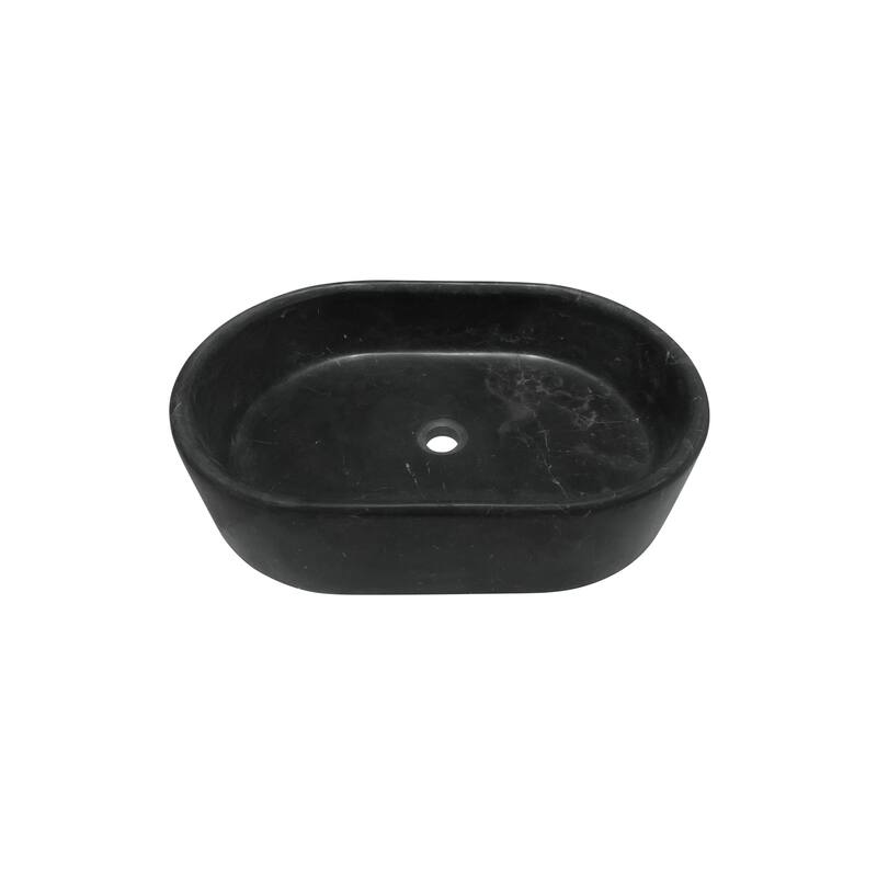Roomfitters Marble Bathroom Vessel Sink, Natural Stone Countertop Wash Basin, Oval Matte Vanity Bowl, Dark Grey