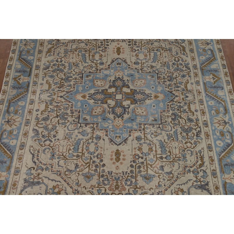 Geometric Tabriz Persian Area Rug Handmade Floral Wool Carpet - 6'7"x 9'8"