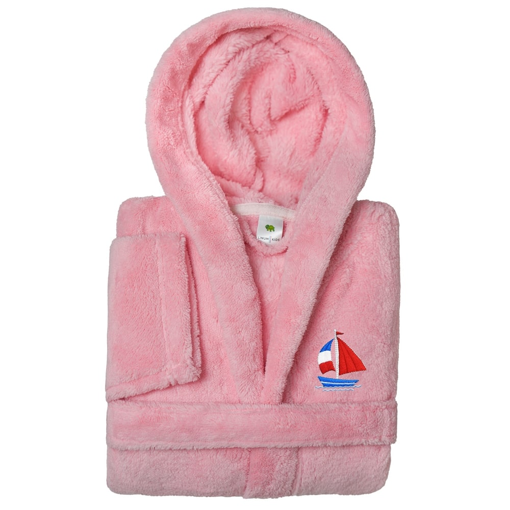 Sweet Kids 100% Polyester SUPER PLUSH Double Brushed Hooded Bathrobe - BOAT