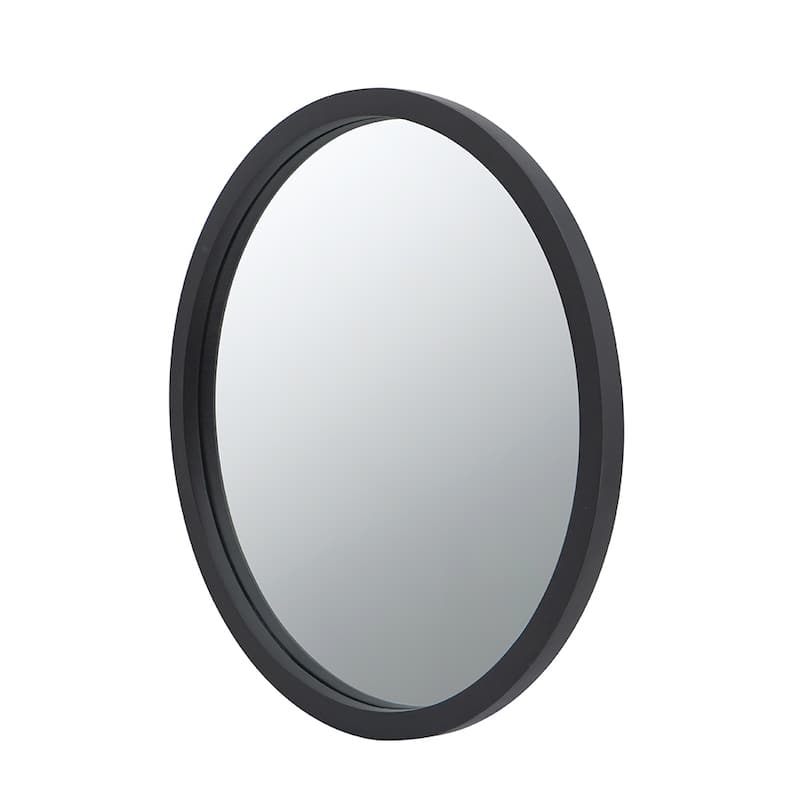 Circle Wall Mirror with Wooden Frame
